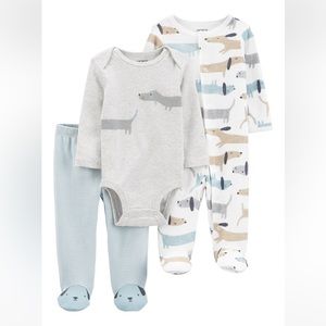 Carters. 2 piece set. 1 sleeper, 1 body suit and 1 pair of footed pants. 6M